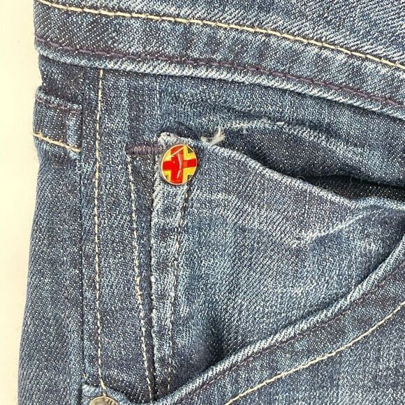 Hudson Women's Cotton Stretch Dark Wash Wide Leg Jeans Blue Collin flap 27 - Picture 11 of 15